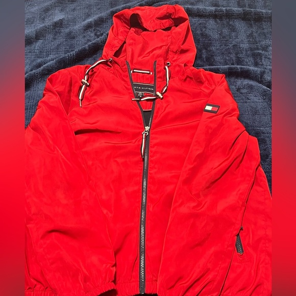 Tommy Hilfiger Jacket Womens M Long Sleeve Full Zip Hooded Windbreaker Red - Picture 5 of 12